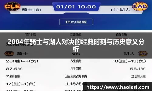 2004年骑士与湖人对决的经典时刻与历史意义分析